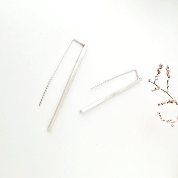 Ασημένια σκουλαρίκια Line Earrings - ασήμι, ασήμι 925, μακριά, minimal, κρεμαστά - 3