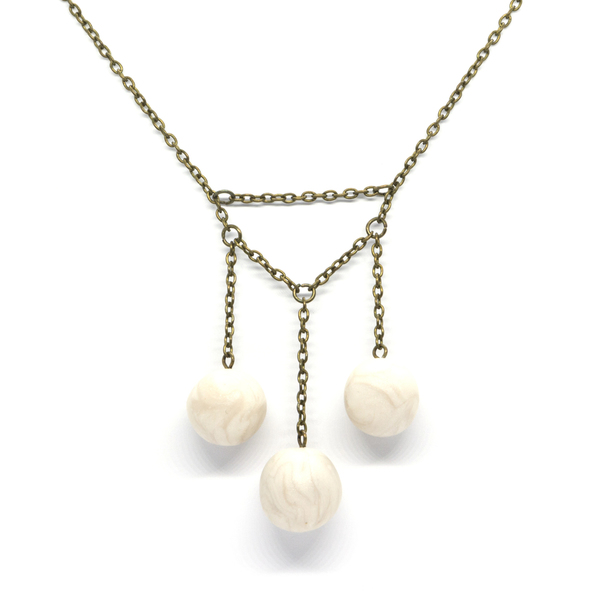 "Mysterious Glamour Necklace" - Kολιέ με πολυμερή πηλό και μπρούντζινη αλυδίδα - charms, πηλός, boho, μπρούντζος