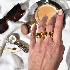 Bubble Gold Χειροποίητο Δαχτυλίδι από Επιχρυσωμένο Ασήμι 925 - ασήμι, επιχρυσωμένα, δώρο, boho, μεγάλα, αυξομειούμενα - 2