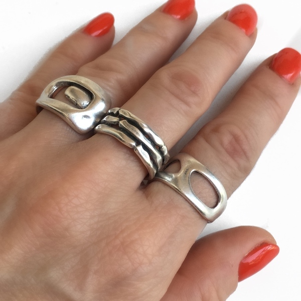 Μεταλλικό δαχτυλίδι πόρπη ζώνης - μοντέρνο, επάργυρα, boho, μπρούντζος, σταθερά, μεγάλα, φθηνά - 3