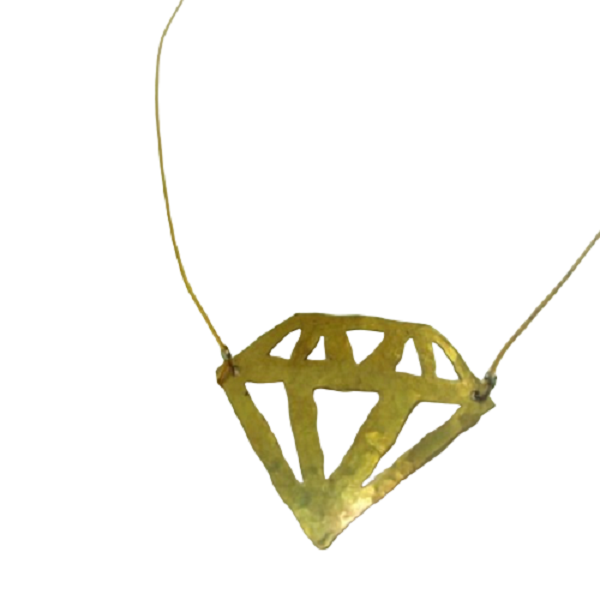 Κρεμαστό χρυσό σφυρήλατο διαμάντι - ορείχαλκος, κοντά