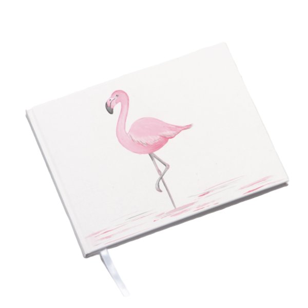 βιβλίο ευχών ζωγραφισμένο στο χέρι - κορίτσι, flamingos