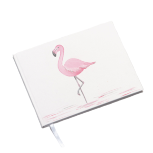 βιβλίο ευχών ζωγραφισμένο στο χέρι - κορίτσι, flamingos