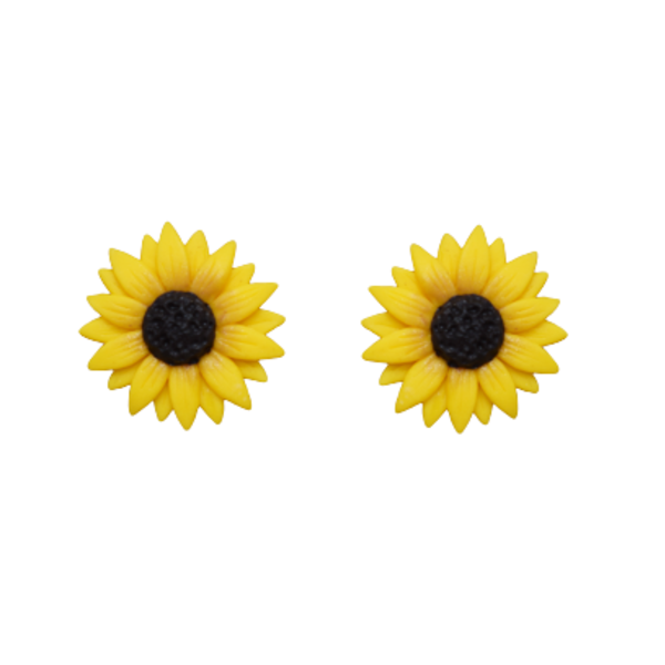 Sunflowers | Χειροποίητα σκουλαρίκια ηλιοτρόπια (ατσάλι) - πηλός, λουλούδι, καρφωτά, ατσάλι, boho, καρφάκι, φθηνά