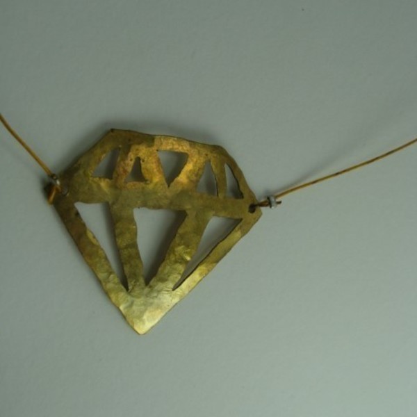 Κρεμαστό χρυσό σφυρήλατο διαμάντι - ορείχαλκος, κοντά - 4