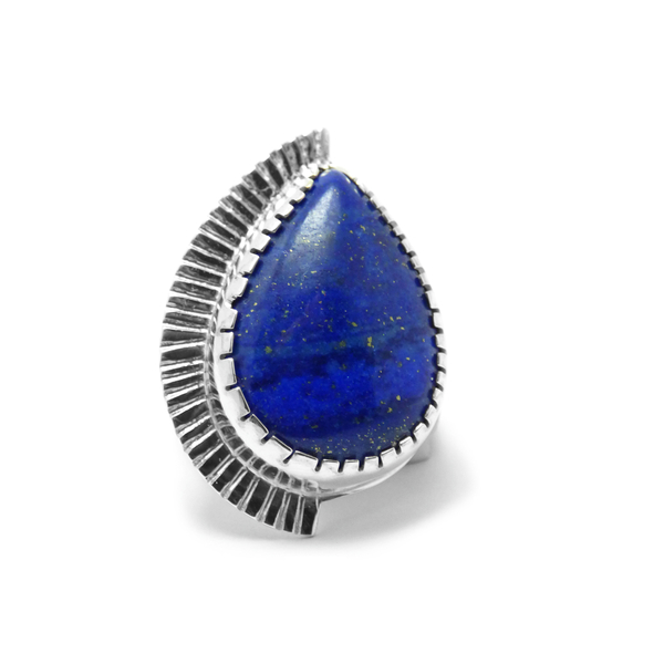 "Μagic lapis drop" - Χειροποίητο δαχτυλίδι, επάργυρο, με ημιπολύτιμο λίθο Lapis Lazuli σε σχήμα δάκρυ! - πέτρα, επάργυρα, αυξομειούμενα