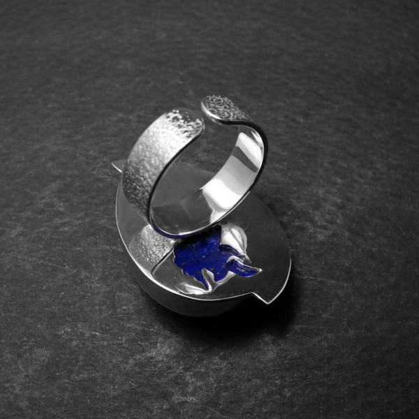 "Μagic lapis drop" - Χειροποίητο δαχτυλίδι, επάργυρο, με ημιπολύτιμο λίθο Lapis Lazuli σε σχήμα δάκρυ! - πέτρα, επάργυρα, αυξομειούμενα - 3