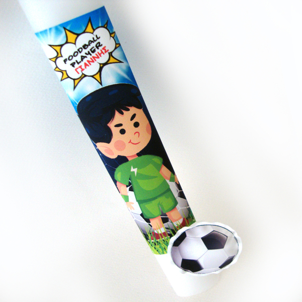 Λαμπάδα "Ποδοσφαιριστής" με πράσινα ρούχα - αγόρι, λαμπάδες, όνομα - μονόγραμμα, για παιδιά, σούπερ ήρωες, σπορ και ομάδες, προσωποποιημένα - 2