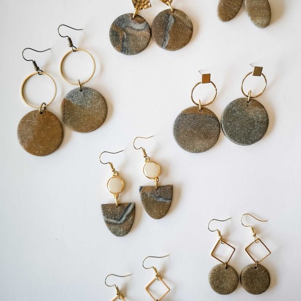 gray and bronze collection - μοντέρνο, πηλός, κρεμαστά, faux bijoux - 3