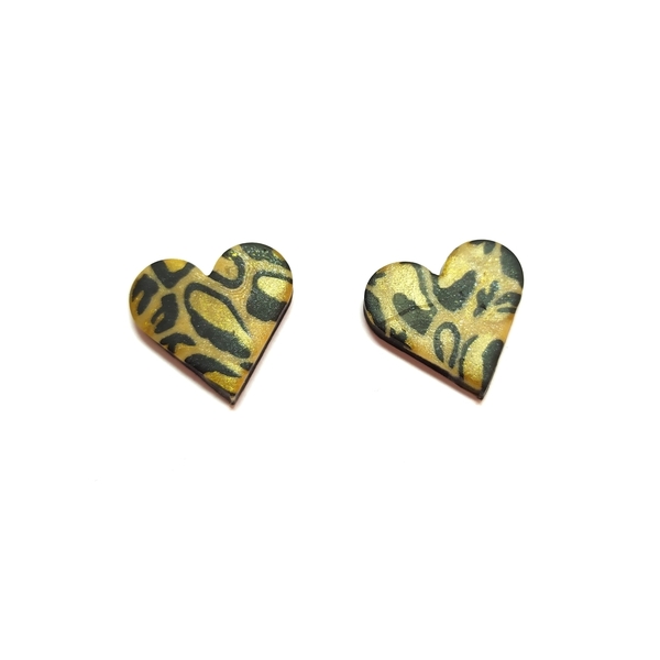 Animal print hearts - animal print, καρδιά, πηλός, καρφωτά, μικρά