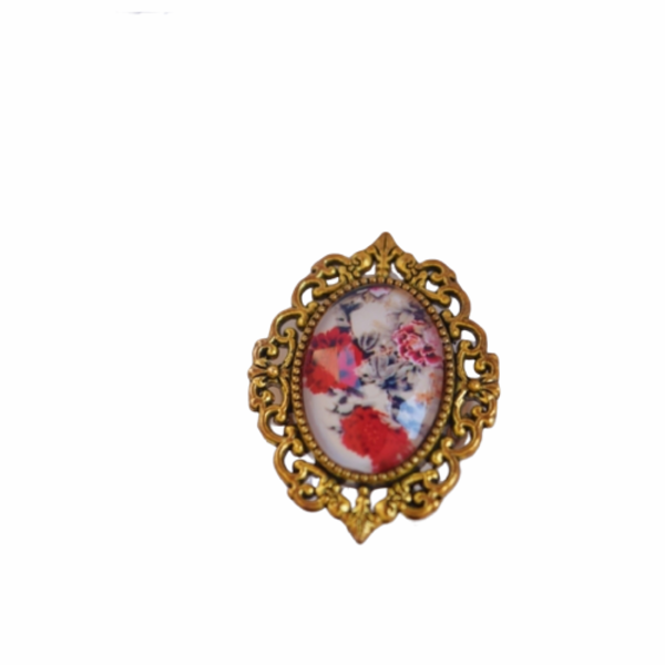 Vintage χρυσάφι δαχτυλίδι με floral μοτίβο - vintage, boho, μεγάλα, αυξομειούμενα, φθηνά