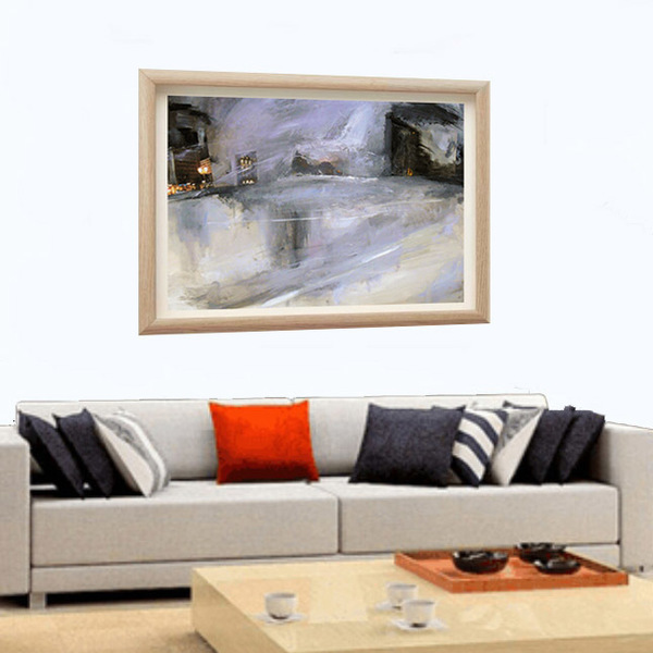 Αφίσα με θέμα "Αστικό τοπίο με βροχή". - ζωγραφισμένα στο χέρι, πίνακες & κάδρα, αφίσες, πίνακες ζωγραφικής - 4