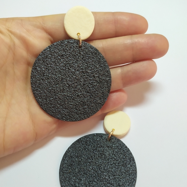 Polymer clay earrings - πηλός, κρεμαστά, μεγάλα - 3