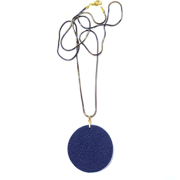 Minimal blue long necklace - πηλός, μακριά - 2