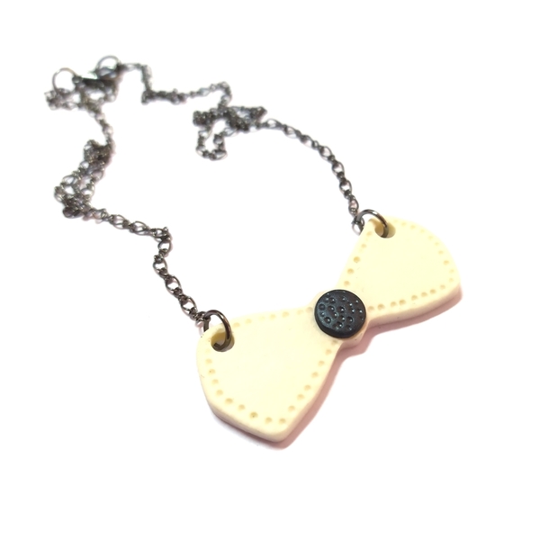 Bowtie necklace - πηλός, κοντά, φθηνά - 3