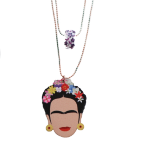 Frida Kalho Necklace - ξύλο, charms, μακριά