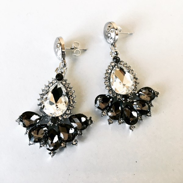 Σκουλαρίκια με κρύσταλλα - Vintage glamorous earrings - vintage, πέτρες, κρεμαστά, πολυέλαιοι