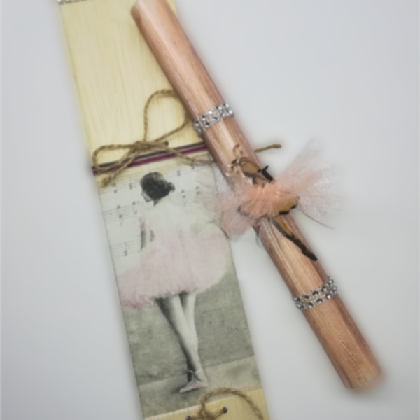 Λαμπάδα μπαλαρίνα με ξύλινη βάση - κορίτσι, λαμπάδες, μπαλαρίνες, για ενήλικες, για εφήβους, πασχαλινά δώρα