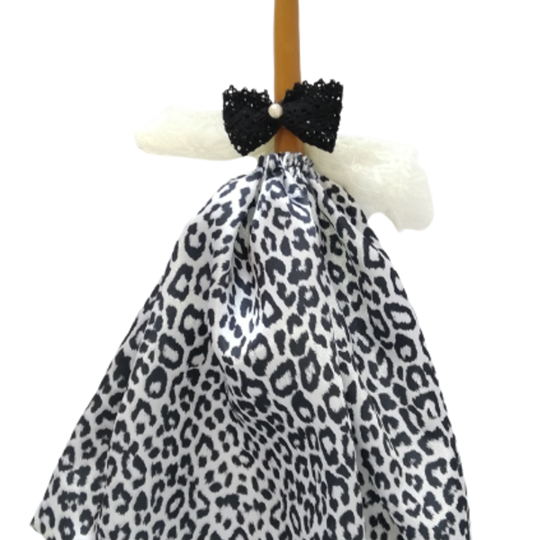Πασχαλινή Λαμπαδα Ασπρόμαυρο Φόρεμα με Μαύρο Φιόγκο! - κορίτσι, λαμπάδες, για παιδιά, για ενήλικες, για εφήβους