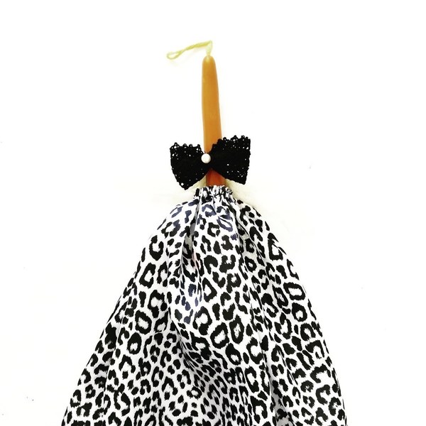 Πασχαλινή Λαμπαδα Ασπρόμαυρο Φόρεμα με Μαύρο Φιόγκο! - κορίτσι, λαμπάδες, για παιδιά, για ενήλικες, για εφήβους - 4