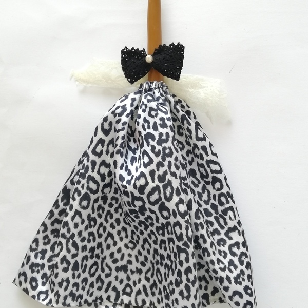 Πασχαλινή Λαμπαδα Ασπρόμαυρο Φόρεμα με Μαύρο Φιόγκο! - κορίτσι, λαμπάδες, για παιδιά, για ενήλικες, για εφήβους - 5