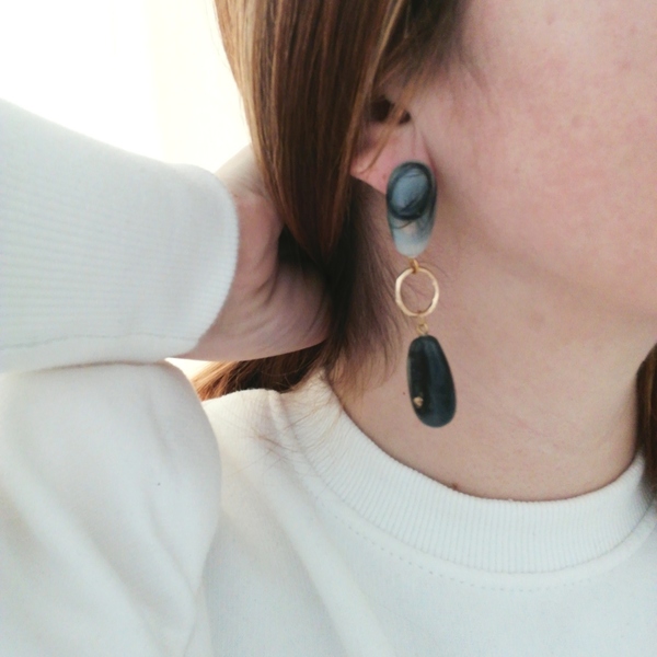 MARGARET earrings - ασήμι, γυαλί, πέτρες, μακριά, κρεμαστά, μεγάλα - 2