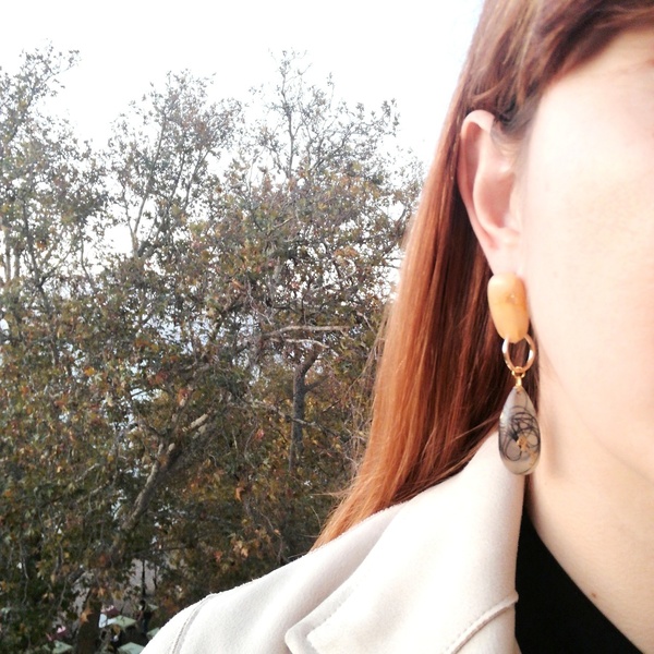 Σκουλαρίκια απο υγρό γυαλί / MARGARET earrings - statement, ασήμι, γυαλί, μικρά, κρεμαστά, πέρλες - 2