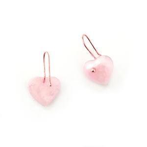 Μικρά σκουλαρίκια Love / Tiny Dangles Pink - ασήμι, γυαλί, επιχρυσωμένα, καρδιά, μικρά, κρεμαστά, γάντζος, φθηνά - 2