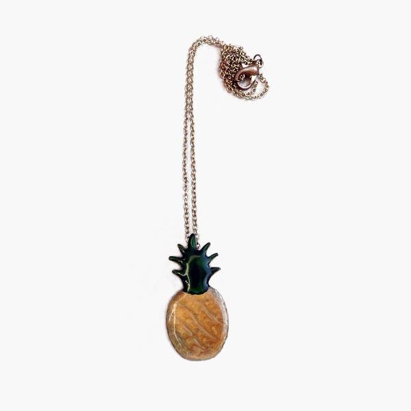 Pineapple brass necklace - ορείχαλκος, κοντά, φρούτα