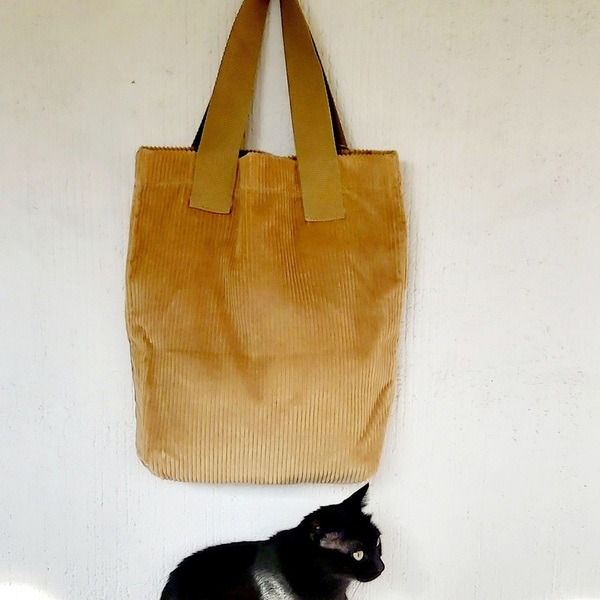 Κοτλέ τσάντα με τσέπη δερματίνη σε πριντ φίδι - ύφασμα, animal print, ώμου, μεγάλες, all day, tote, πάνινες τσάντες, φθηνά, μικρές, μικρές, φθηνές - 3