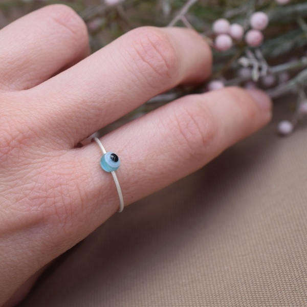 Spinner δαχτυλίδι με μπλέ ματόχαντρα ασήμι 925 - ασήμι, βεράκια, boho, σταθερά, φθηνά - 2