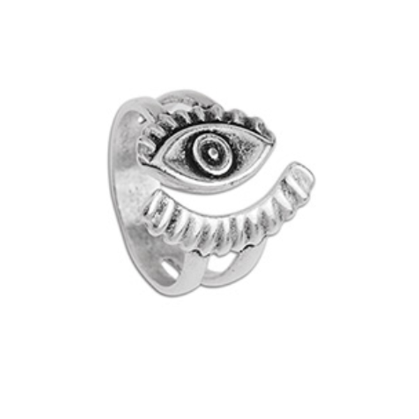 Αυξομειούμενο επάργυρο δαχτυλίδι σε σχήμα μάτι 17mm - ορείχαλκος, επάργυρα, μάτι, boho, αυξομειούμενα, φθηνά