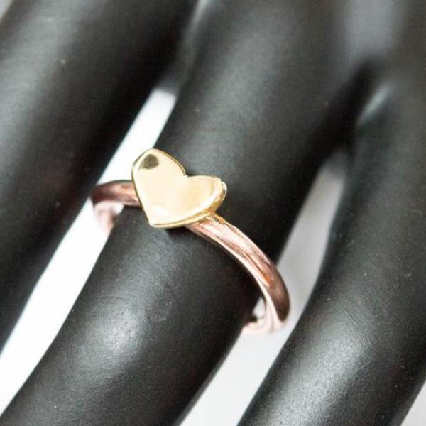 Χάλκινο δαχτυλίδι με καρδιά από ορείχαλκο - ορείχαλκος, καρδιά, δαχτυλίδια, μικρά, σταθερά, φθηνά - 5
