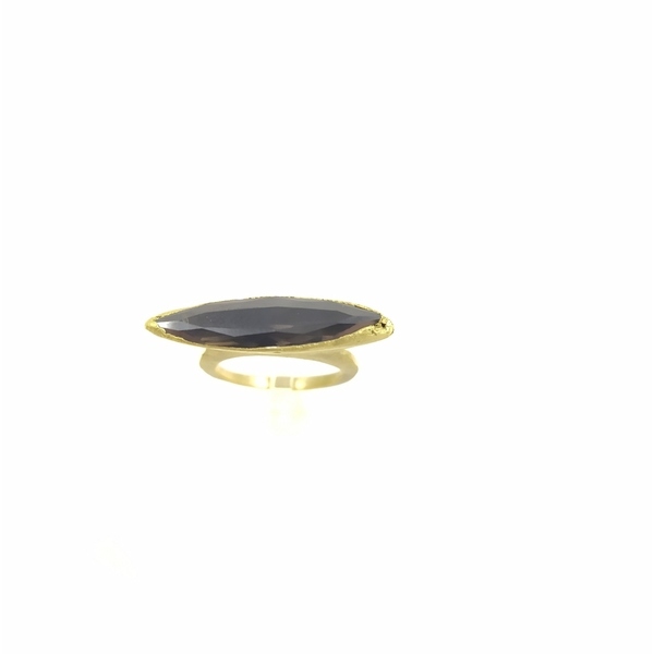 Δαχτυλίδι από ορείχαλκο και συνθετικό μαύρο διαμάντι - ημιπολύτιμες πέτρες, ορείχαλκος, boho, σταθερά - 2