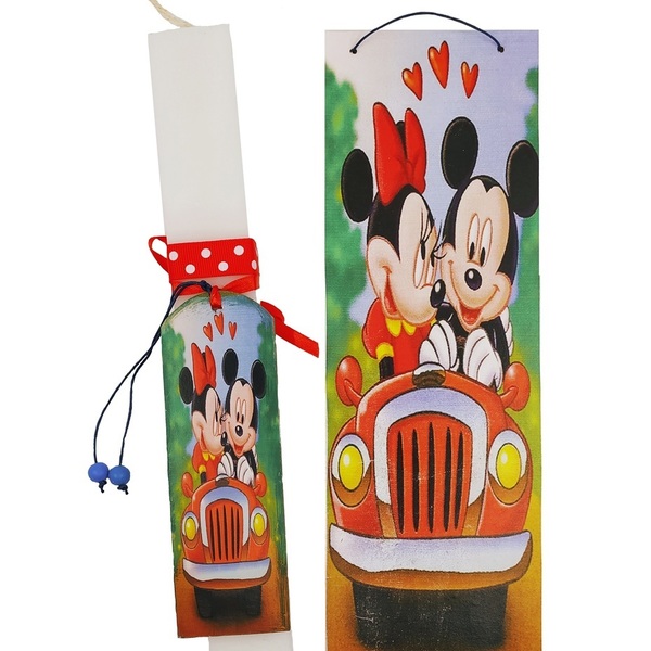 Χειροποίητο set λαμπάδα Mickey Minnie mouse - κορίτσι, αγόρι, λαμπάδες, για παιδιά, ήρωες κινουμένων σχεδίων