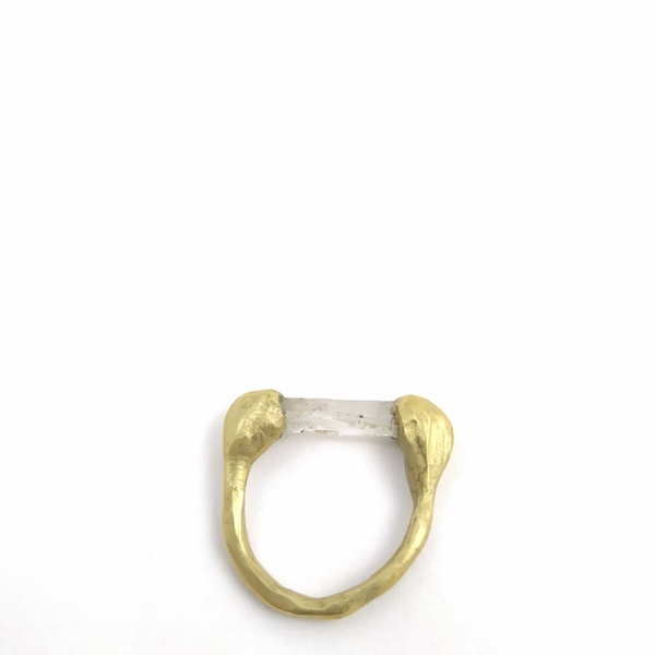 Δαχτυλίδι με κρύσταλλο χαλαζία - ημιπολύτιμες πέτρες, ορείχαλκος, boho, σταθερά