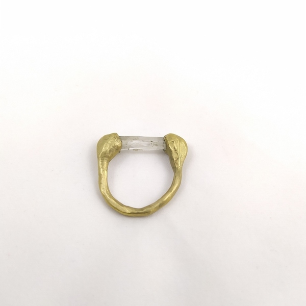 Δαχτυλίδι με κρύσταλλο χαλαζία - ημιπολύτιμες πέτρες, ορείχαλκος, boho, σταθερά - 2