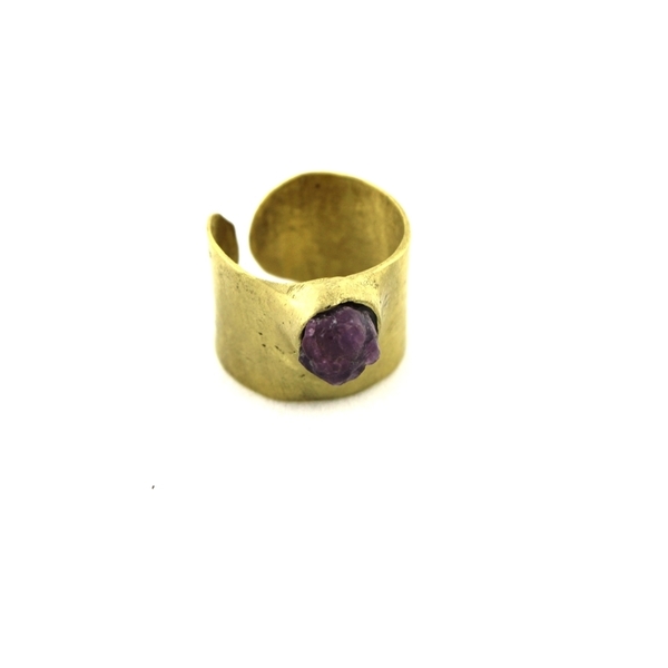 Δαχτυλίδι με ακατέργαστο ρουμπίνι - ημιπολύτιμες πέτρες, ορείχαλκος, boho, αυξομειούμενα