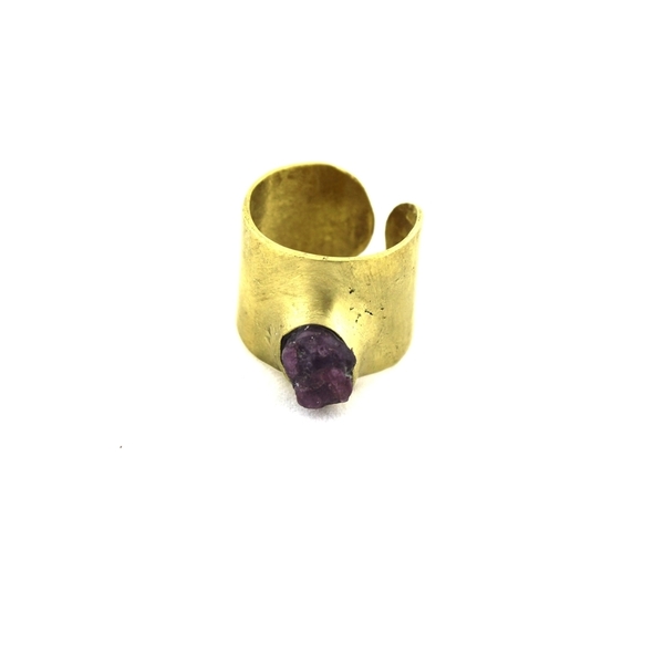 Δαχτυλίδι με ακατέργαστο ρουμπίνι - ημιπολύτιμες πέτρες, ορείχαλκος, boho, αυξομειούμενα - 2