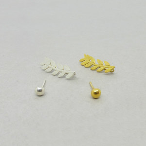 Ear climbers, Σκουλαρίκια ασημένια 925, Φύλλα - ασήμι, ασήμι 925, μικρά - 2