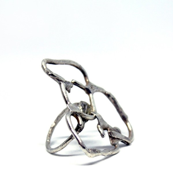 Ασημένιο χειροποίητο δακτυλίδι, ιδιαίτερο, εντυπωσιακό, statement, handmade, unique - ασήμι, επιχρυσωμένα, ασήμι 925, μεγάλα, αυξομειούμενα - 3