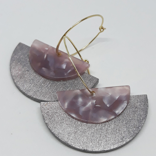 Lilac hoops - ξύλο, μακριά, plexi glass, κρεμαστά, κρεμαστά - 2