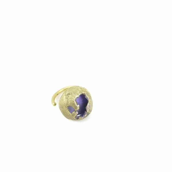 Δαχτυλίδι μώβ με υγρό γυαλί - γυαλί, ορείχαλκος, boho, αυξομειούμενα