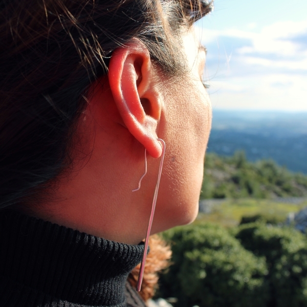 Σκουλαρίκι βέργα ασημένια - ασήμι, μακριά, κρεμαστά - 3