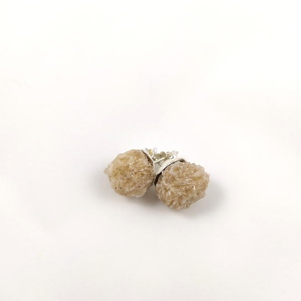 Σκουλαρίκια από Ρόδο της ερήμου - ασήμι, πέτρες, καρφωτά, μικρά - 2