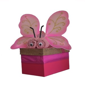 Diaper Cake (Butterfly Box) - κορίτσι, δώρα για βάπτιση, σετ δώρου, δώρο γέννησης, diaper cake