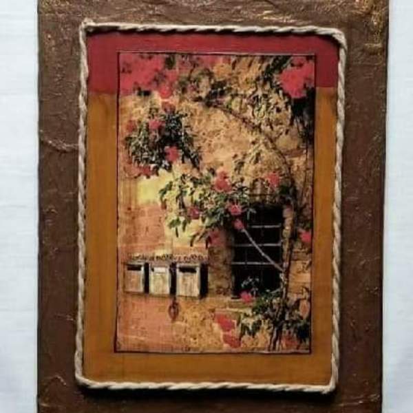 Vintage ξύλινο κάδρο - πίνακες & κάδρα, ντεκουπάζ