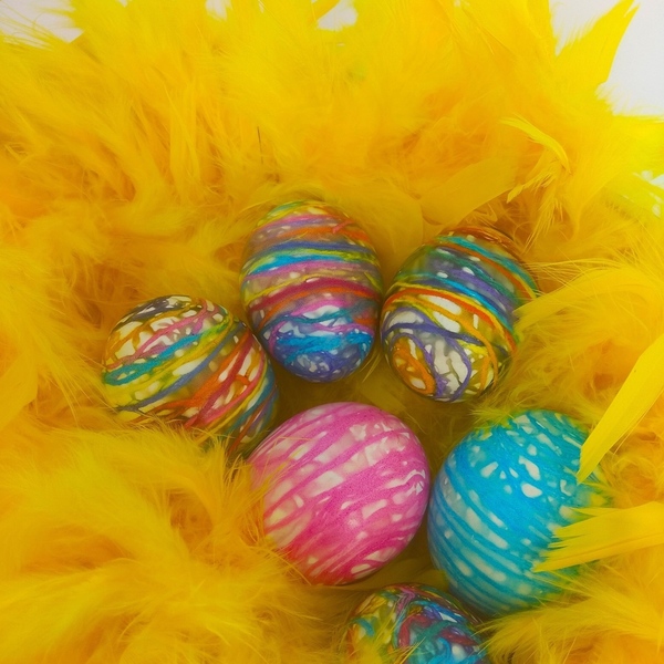 Βαφή αυγών με χρωματιστά φλος νήματα - κορδόνια, διακοσμητικά, πασχαλινά αυγά διακοσμητικά, για ενήλικες, πασχαλινή διακόσμηση - 5
