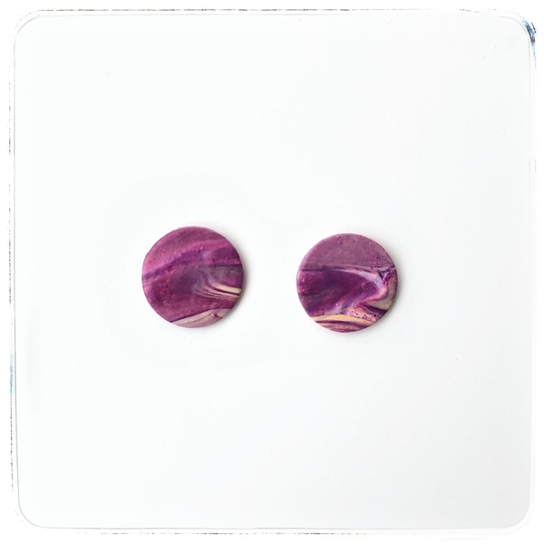 Purple Sunset, Σκουλαρίκια, Polymer Clay Earrings - πηλός, καρφωτά, ατσάλι