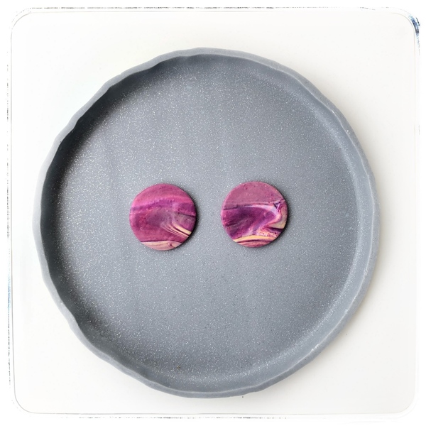 Purple Sunset, Σκουλαρίκια, Polymer Clay Earrings - πηλός, καρφωτά, ατσάλι - 2